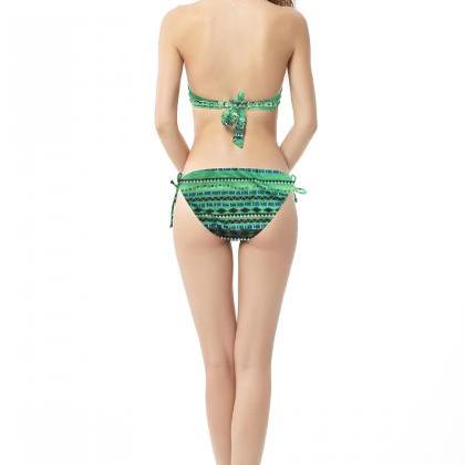 Womens Halter Bikini Set Boho Aztec Pattern..